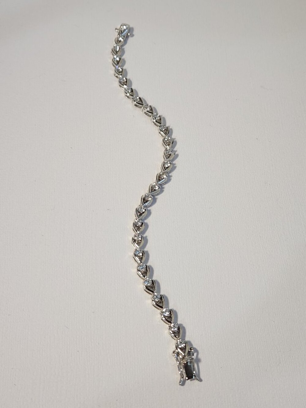 ITALY VTG True VTG 10K White Gold Heart Link Tennis Bracelet 7” 10.81g - Picture 7 of 14